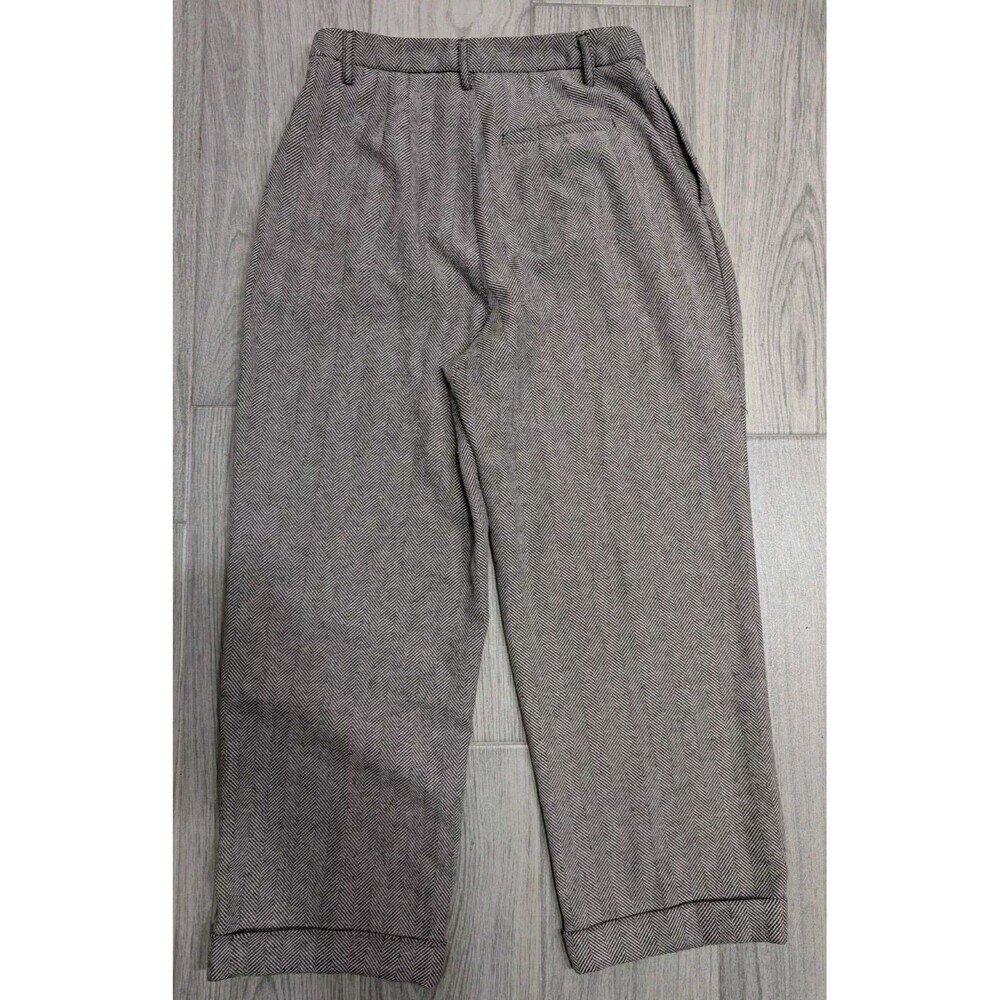 High-Waist Wide-Leg Wool Blend Pants - Gray